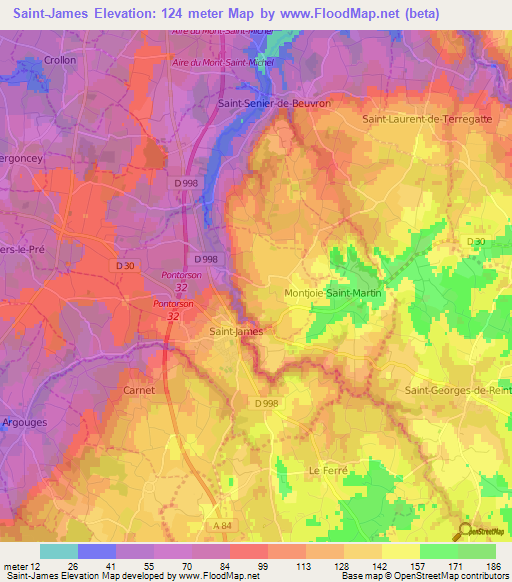 Saint-James,France Elevation Map