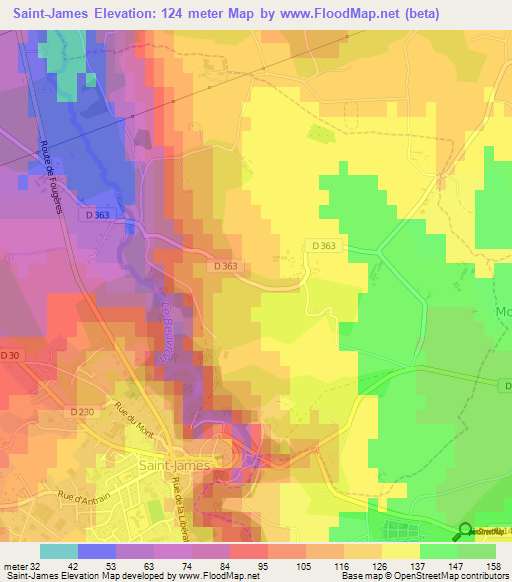 Saint-James,France Elevation Map