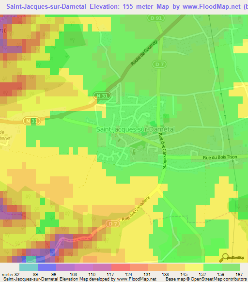 Saint-Jacques-sur-Darnetal,France Elevation Map