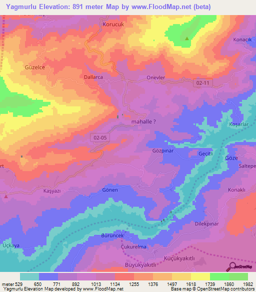 Yagmurlu,Turkey Elevation Map