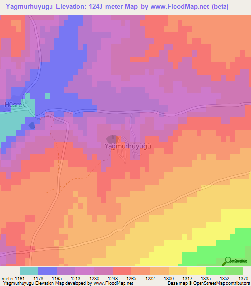 Yagmurhuyugu,Turkey Elevation Map