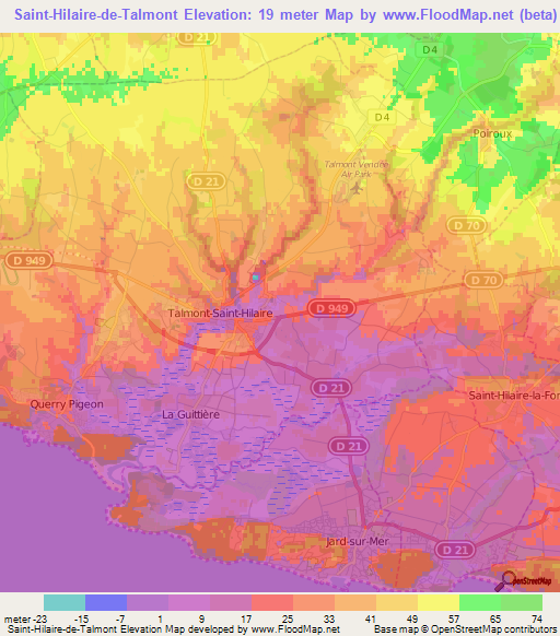 Saint-Hilaire-de-Talmont,France Elevation Map