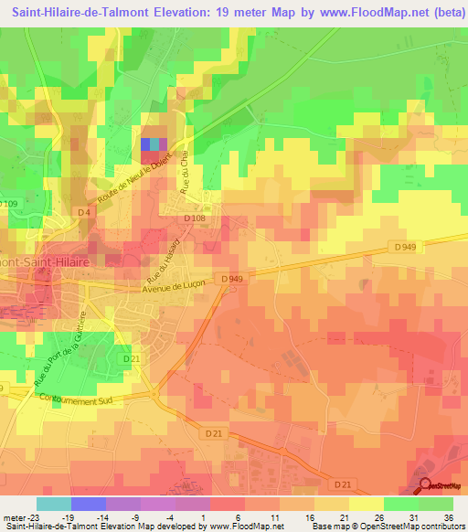 Saint-Hilaire-de-Talmont,France Elevation Map