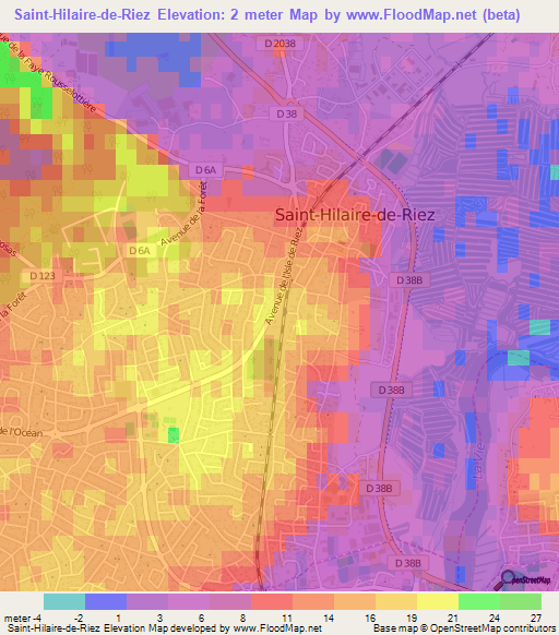 Saint-Hilaire-de-Riez,France Elevation Map