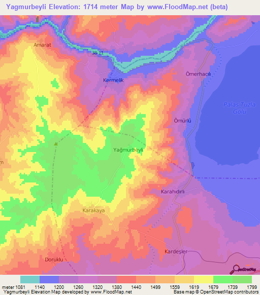 Yagmurbeyli,Turkey Elevation Map