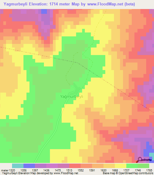 Yagmurbeyli,Turkey Elevation Map