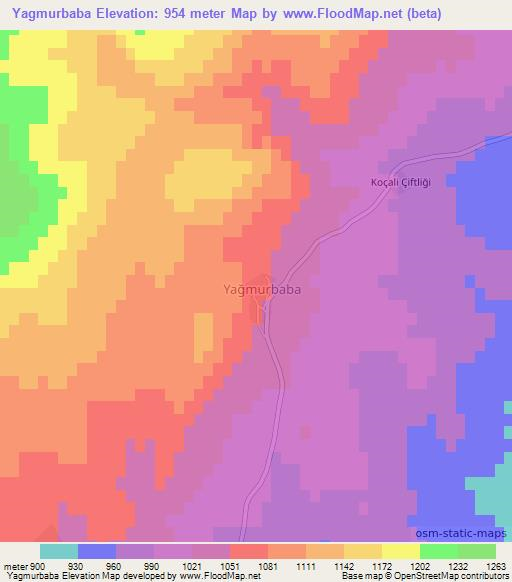 Yagmurbaba,Turkey Elevation Map