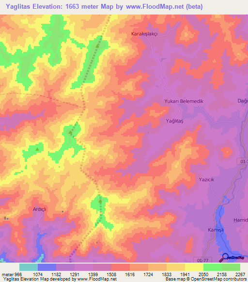 Yaglitas,Turkey Elevation Map