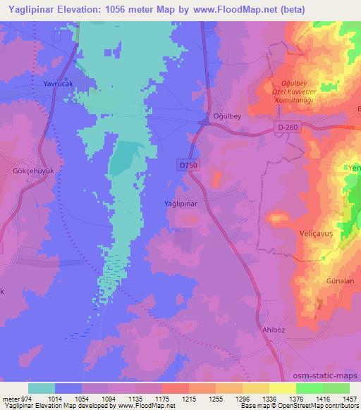 Yaglipinar,Turkey Elevation Map