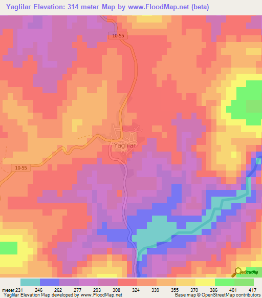 Yaglilar,Turkey Elevation Map