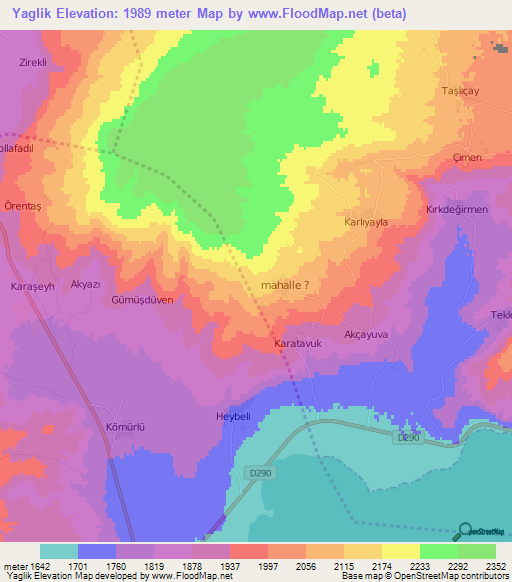 Yaglik,Turkey Elevation Map