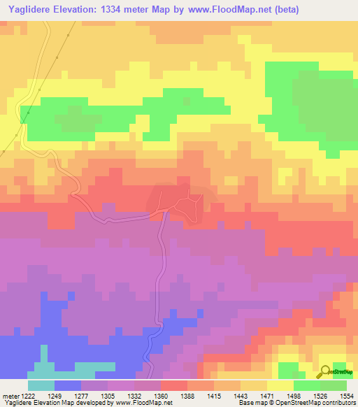 Yaglidere,Turkey Elevation Map