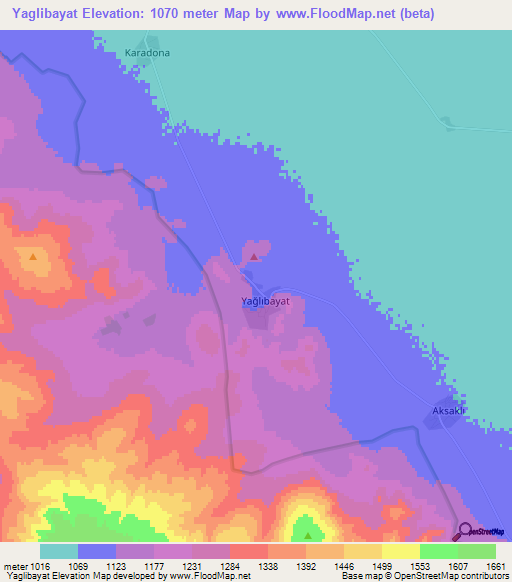 Yaglibayat,Turkey Elevation Map