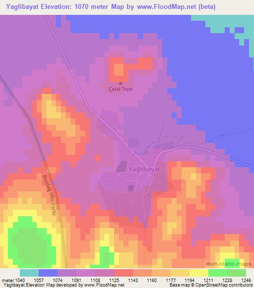 Yaglibayat,Turkey Elevation Map