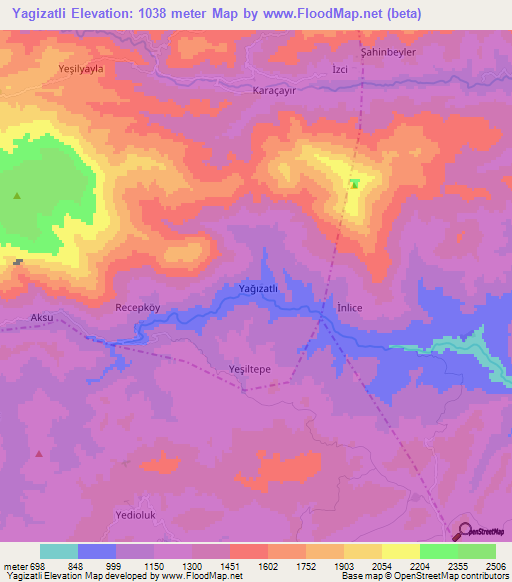 Yagizatli,Turkey Elevation Map