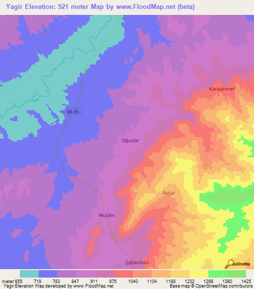 Yagir,Turkey Elevation Map