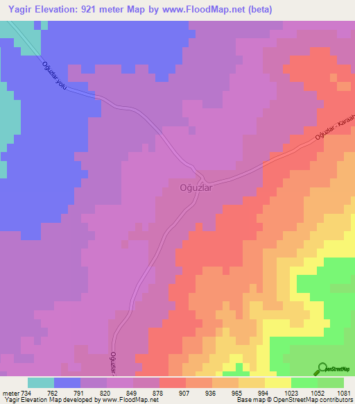 Yagir,Turkey Elevation Map