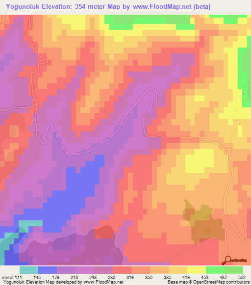 Yogunoluk,Turkey Elevation Map