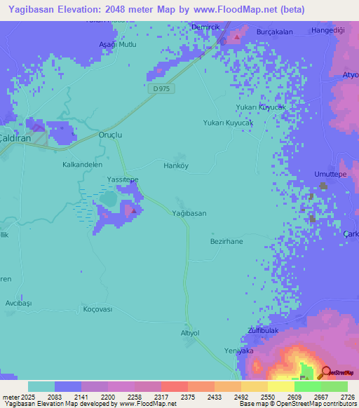 Yagibasan,Turkey Elevation Map