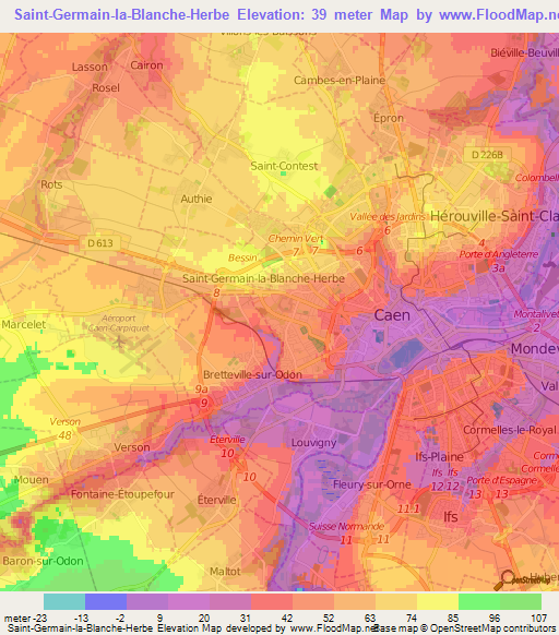 Saint-Germain-la-Blanche-Herbe,France Elevation Map