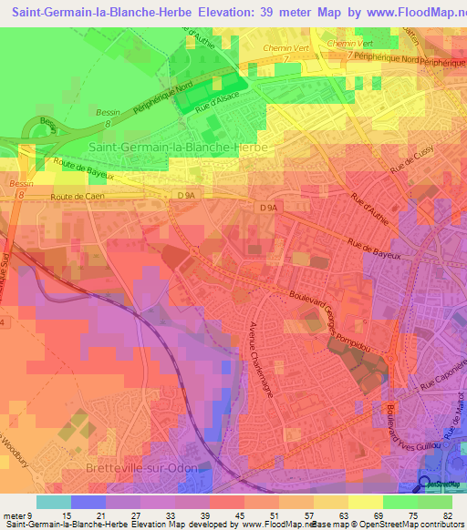 Saint-Germain-la-Blanche-Herbe,France Elevation Map