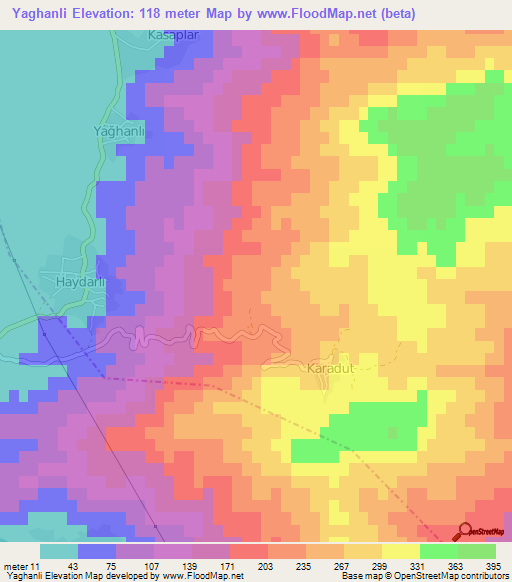 Yaghanli,Turkey Elevation Map