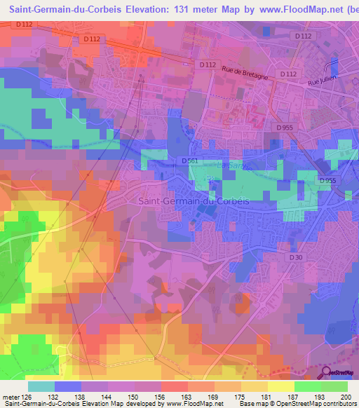 Saint-Germain-du-Corbeis,France Elevation Map