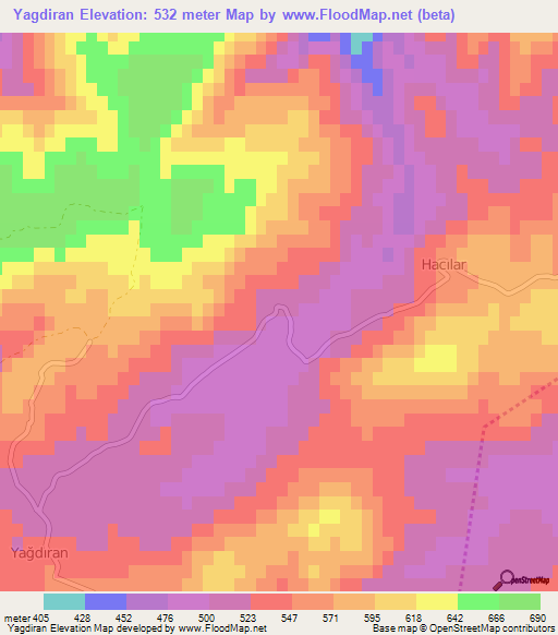 Yagdiran,Turkey Elevation Map