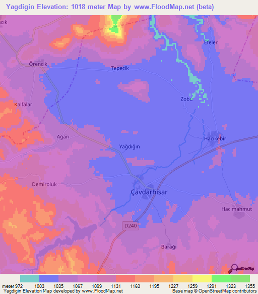 Yagdigin,Turkey Elevation Map