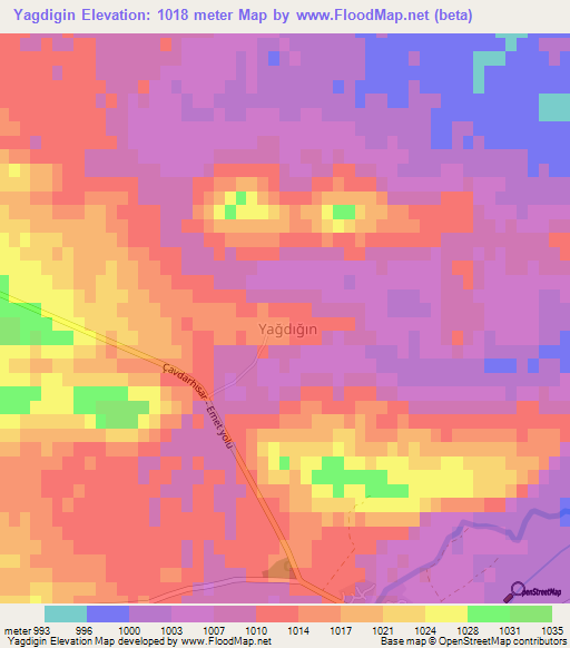 Yagdigin,Turkey Elevation Map