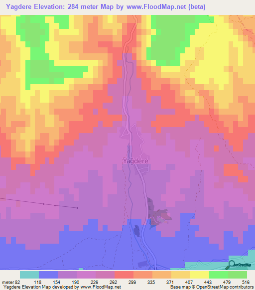 Yagdere,Turkey Elevation Map