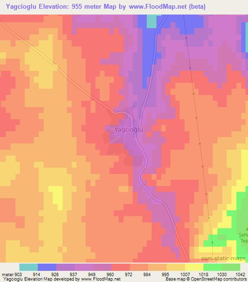 Yagcioglu,Turkey Elevation Map