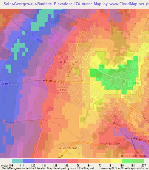 Saint-Georges-sur-Baulche,France Elevation Map
