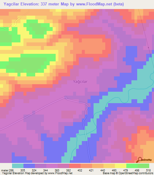 Yagcilar,Turkey Elevation Map