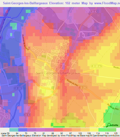 Saint-Georges-les-Baillargeaux,France Elevation Map