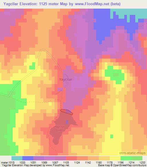 Yagcilar,Turkey Elevation Map