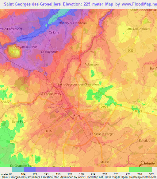 Saint-Georges-des-Groseillers,France Elevation Map