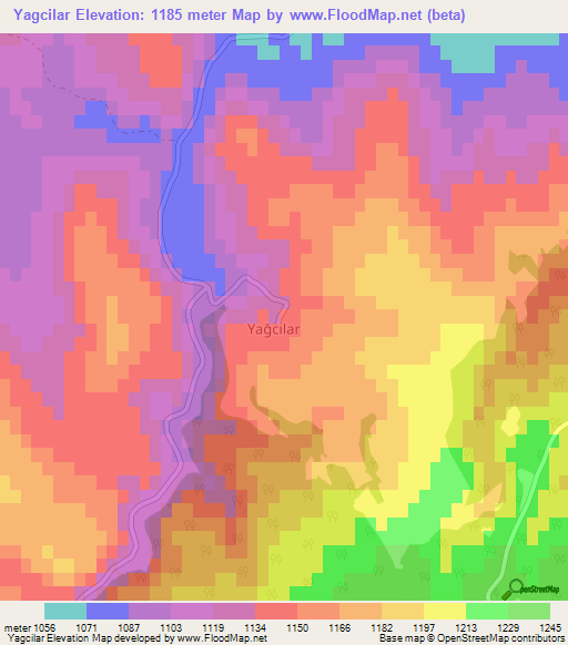 Yagcilar,Turkey Elevation Map