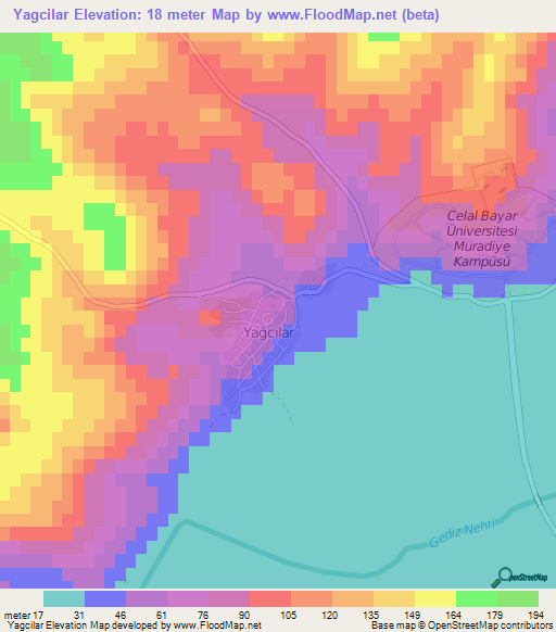 Yagcilar,Turkey Elevation Map