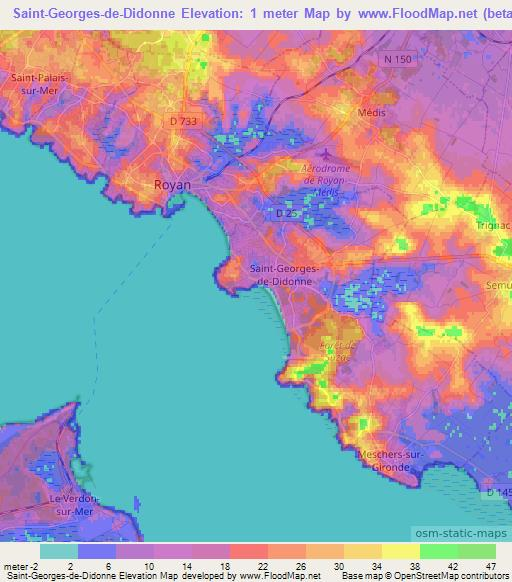 Saint-Georges-de-Didonne,France Elevation Map