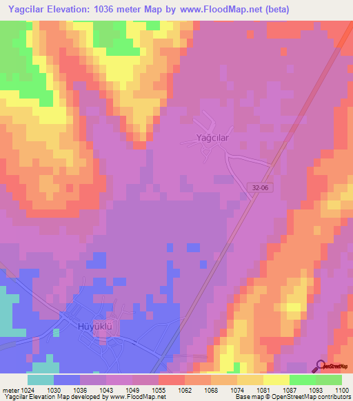 Yagcilar,Turkey Elevation Map