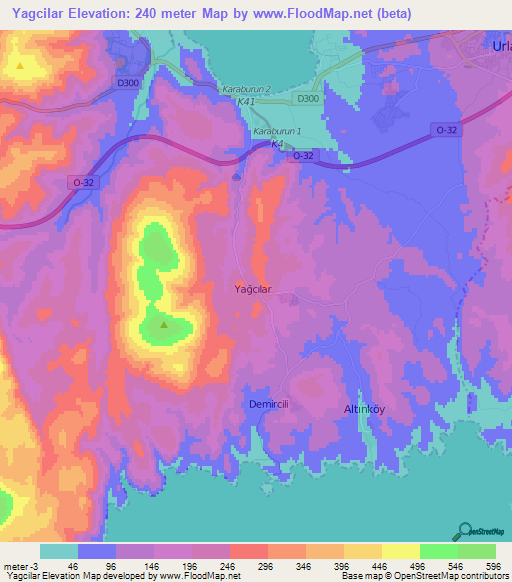 Yagcilar,Turkey Elevation Map