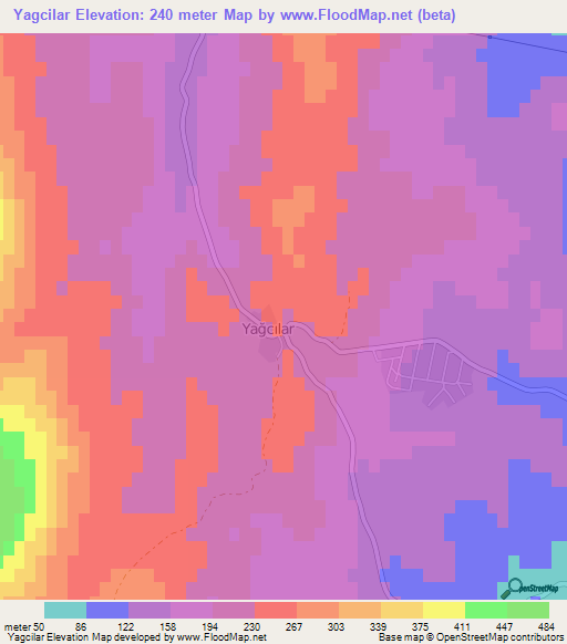 Yagcilar,Turkey Elevation Map