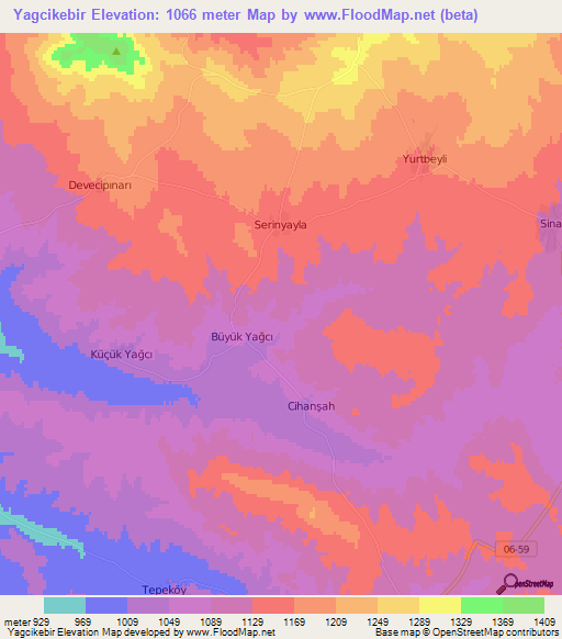 Yagcikebir,Turkey Elevation Map