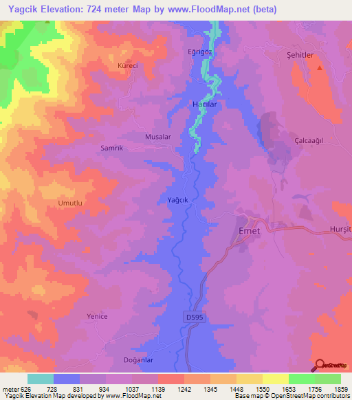 Yagcik,Turkey Elevation Map