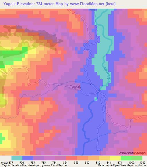 Yagcik,Turkey Elevation Map