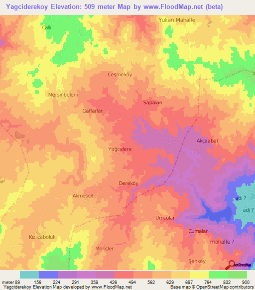 Yagciderekoy,Turkey Elevation Map