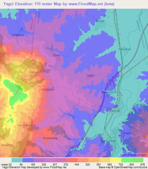 Yagci,Turkey Elevation Map