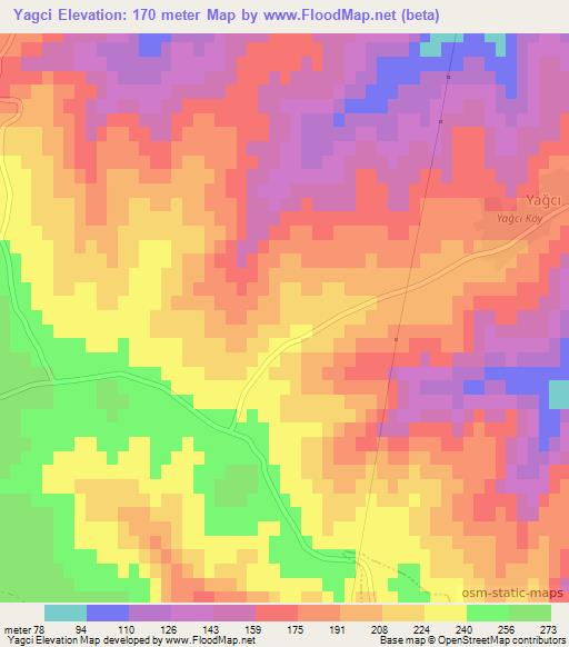 Yagci,Turkey Elevation Map