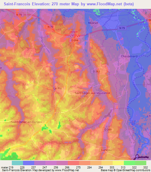 Saint-Francois,France Elevation Map